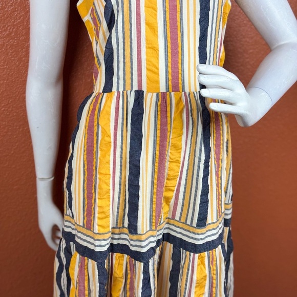 LOFT Striped Tiered Maxi Dress Sleeveless Square Neck S 2 Yellow striped.  E86 - Picture 4 of 15